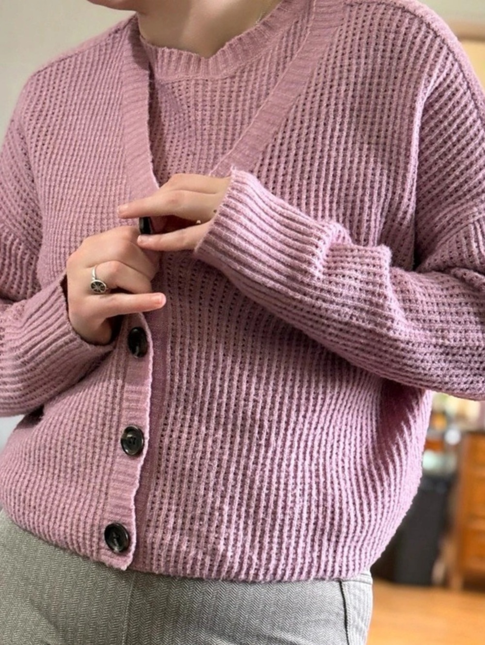 C&V Clothes & Vibe Pink Knit Cardigan Set